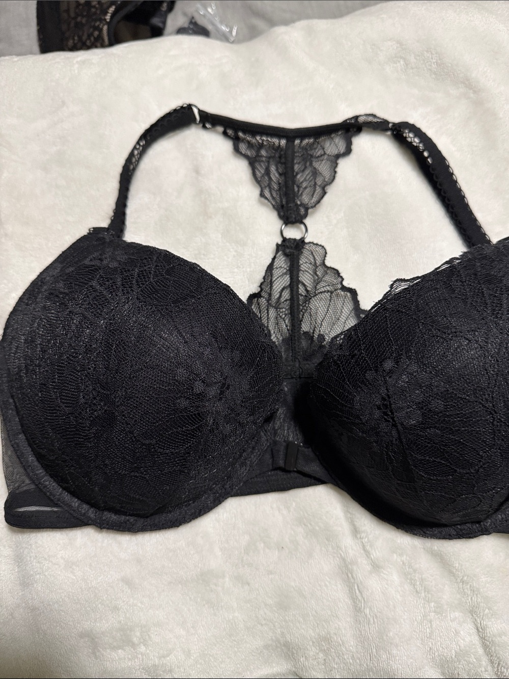 Victoria's Secret Black Lace Racerback Push-Up Bra